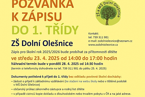Pozvánka k zápisu do první třídy