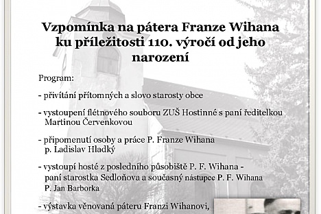 Vzpomínka na pátera Franze Wihana ku příležitosti 110. výročí od jeho narození