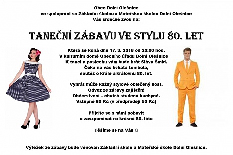 Pozvánka na taneční zábavu 80. let