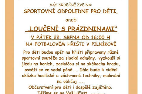 Loučení s prázdninami na hřišti v Pilníkově! 