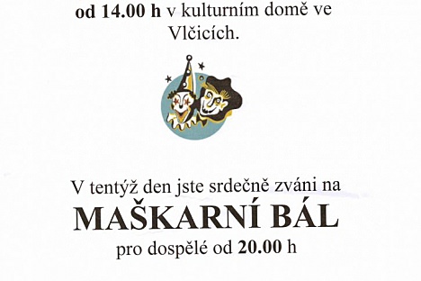 Dětský karneval a Maškarní bál ve Vlčicích