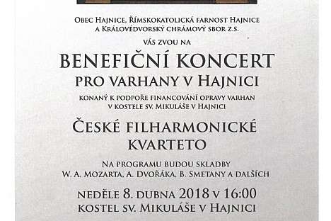 Benefiční koncert pro varhany v Hajnici