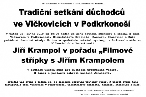 Tradiční setkání důchodců ve Vlčkovicích v Podkrkonoší