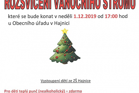 Rozsvícení vánočního stromu v Hajnici