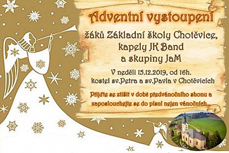 Adventní vystoupení žáků ZŠ Chotěvice a kapel JK Band a JaM