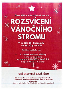 Ve Vlčicích plánují slavnostní rozsvícení vánočního stromu