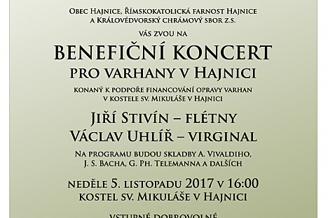 Benefiční koncert pro varhany v Hajnici