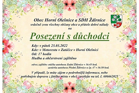 POZVÁNKA NA POSEZENÍ S DŮCHODCI