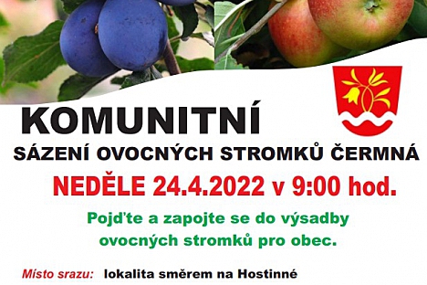 Přijďte a zapojte se do výsadby ovocných stromků